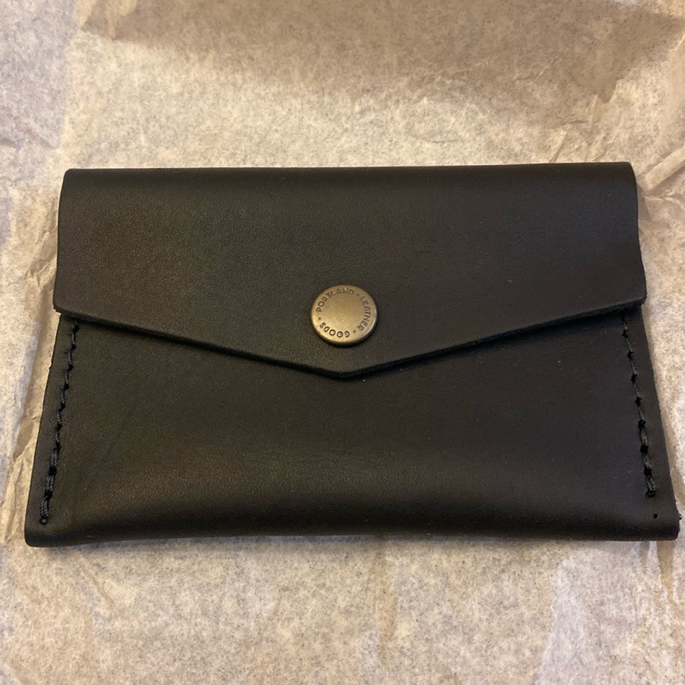 Portland Leather black mini envelope